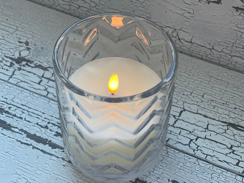 Chevron Glass Battery Candle