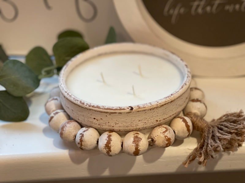 Beaded Tassel Clay Candle