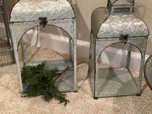 Galvanized Lantern Set